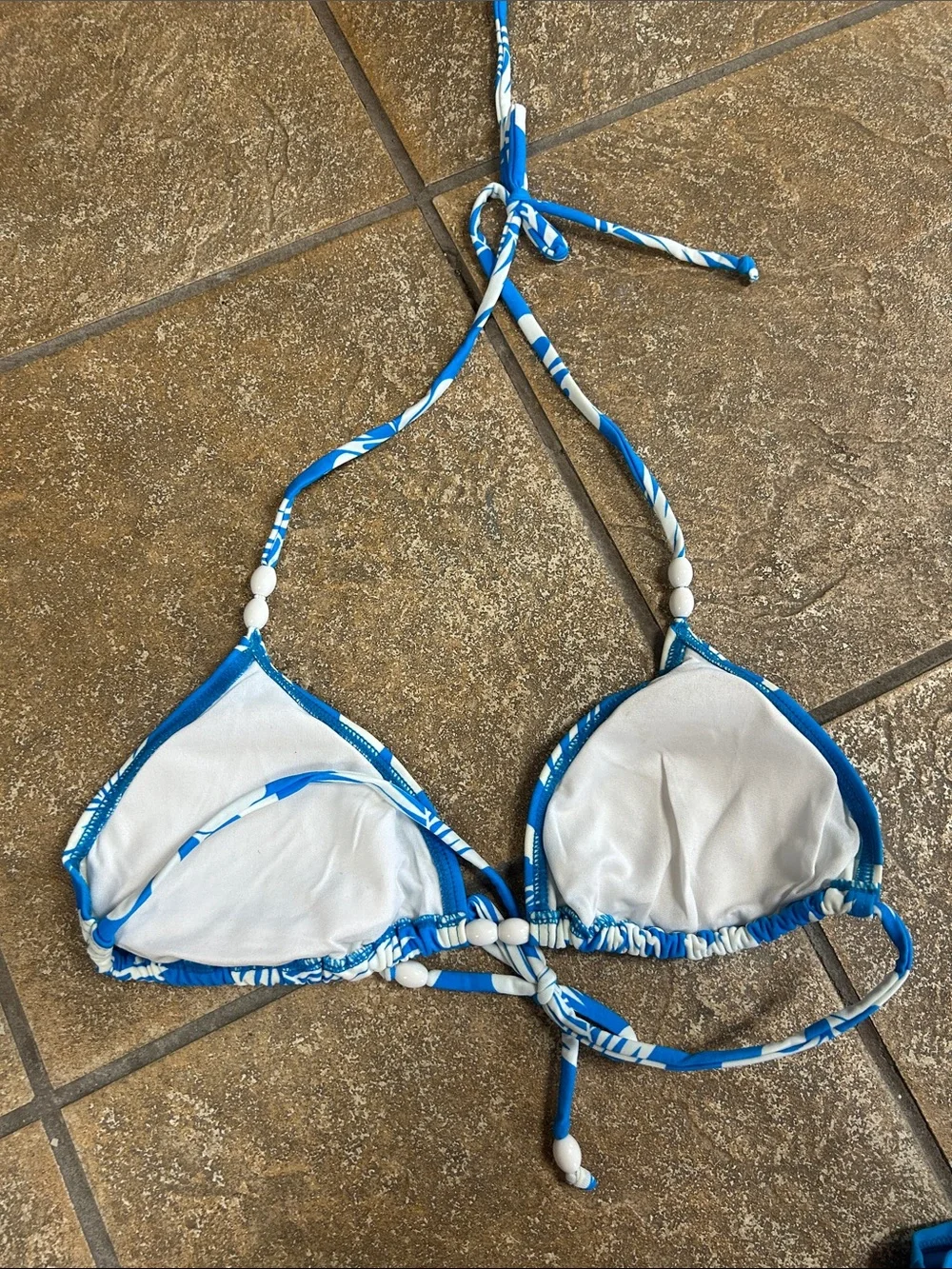 Blue Tropical Print Juniors Two-Piece Swim Set